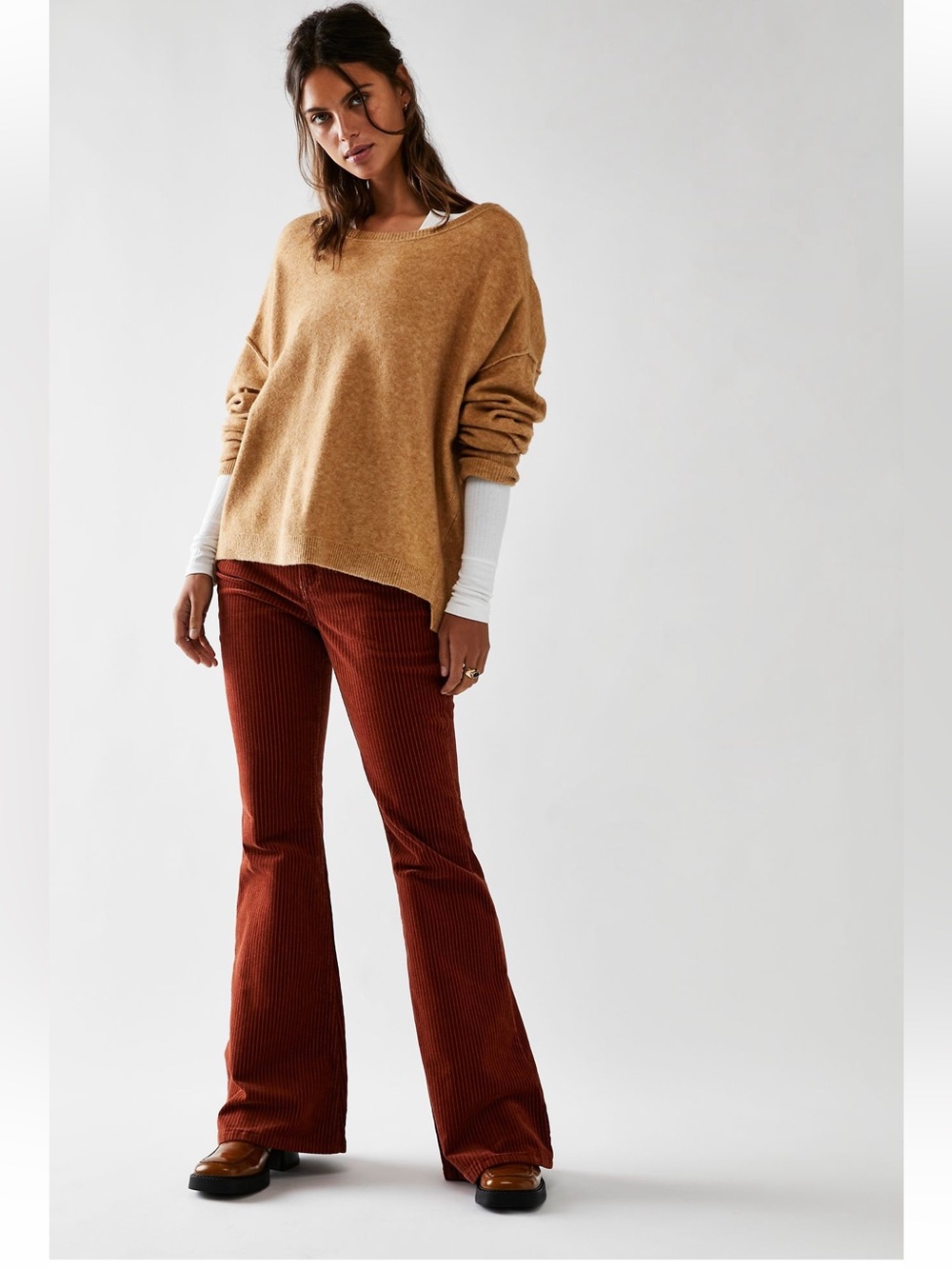 Free People x Lee High Rise Corduroy Flare Jeans